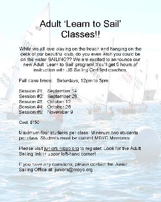 Adult Sailing Classes!